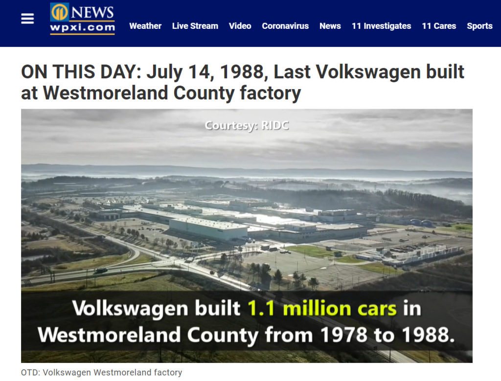 WPXI's ON THIS DAY July 14, 1988, Last Volkswagen Built at